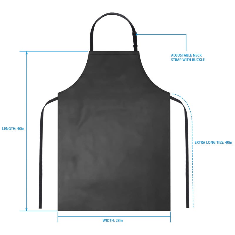 Gotega 2 Pack Waterproof Rubber Vinyl Apron 40 Inch Chef Aprons for Men Heavy Duty Chemical Work Apron Extra Long Grilling Aprons with Adjustable Bib Apron for Dishwashing Lab Butcher Cooking Kitchen Black - Image 2